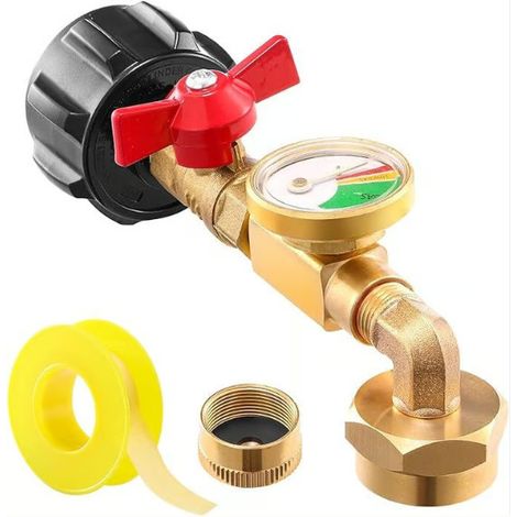 Adaptateur coudé de remplissage de propane QCC1 avec manomètre pour réservoir de propane, adaptateur de remplissage de propane à 90 degrés (1/5)