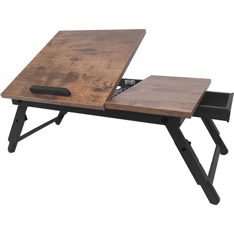 Table pour ordinateur portable réglable avec tiroir - Plateau inclinable, pliable (1/5)
