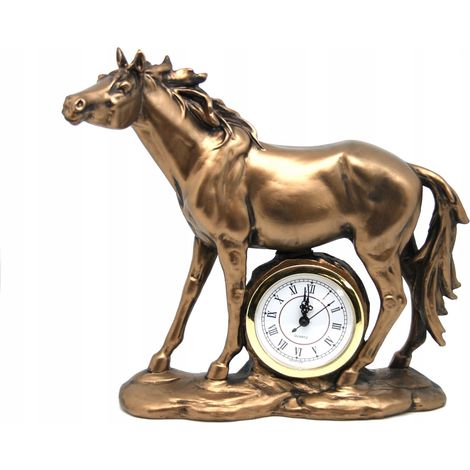 Horloge décorative sur pied avec figurine de cheval réaliste (1/5)