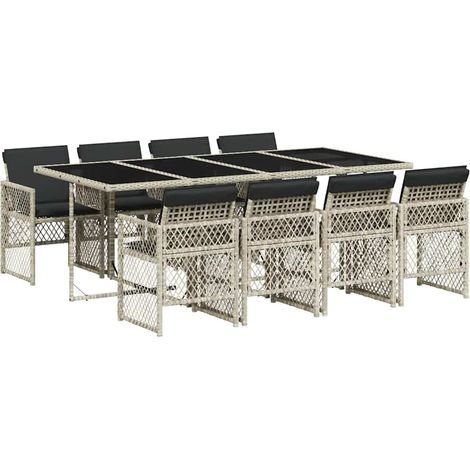 Maison Exclusive - Set comedor de jardín 9 pzas cojines ratán sin (1/5)