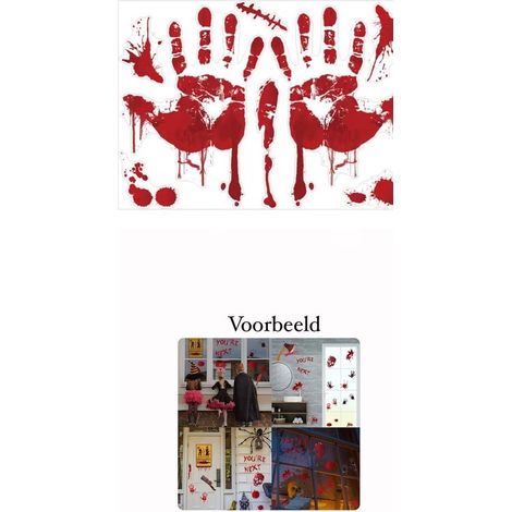Autocollant de fenêtre Halloween - Mains ensanglantées - Décoration horreur et vitre - Accessoire effrayant (1/4)