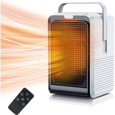 Tischheizung, 90° schwenkbarer Kopf, 1000 W Leistung, PTC-Keramikheizelement, Timer (2/4/6/8 Stunden), 2 Geschwindigkeitsstufen, Tastensteuerung + Fernbedienung, weiß, 220 V