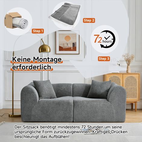 Canapé moderne en velours 2 places avec coussins – Petit canapé économisant de place pour salon,bureau,appartement – Design à compression douce