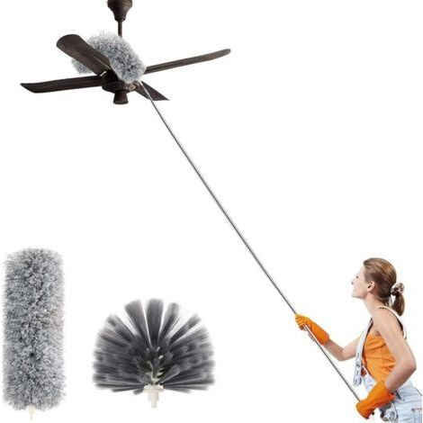 Plumeau télescopique en microfibre pour toile d'araignée - Brosse à haut plafond - Résistant aux rayures - Lavable, pliable - 250cm - Outils de nettoyage pour la maison (1/5)