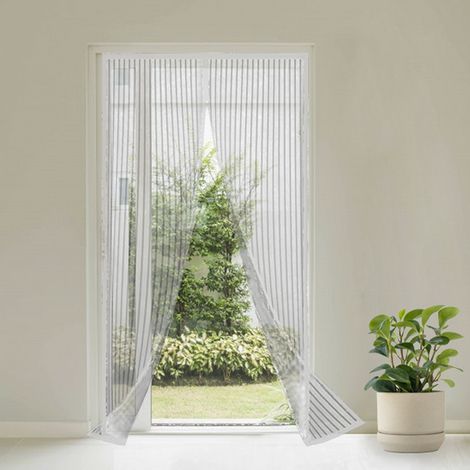 Zanzariera calamitata 90x210 cm a 2 pannelli - Tenda magnetica per porte, finestre e balcone - Colore Bianco (1/5)