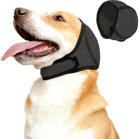 Capuchon de Protection pour Chien, Protège-Oreilles Anti-Bruit Noir, Réducteur de Bruit Ajustable, Accessoire Calmant pour Toilettage et Feux d'artifice, Taille S (1/5)
