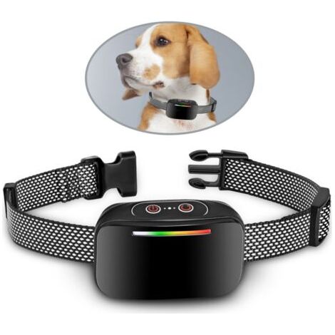 Collier anti-aboiement automatique pour chiens, contrôle intelligent des aboiements, étanche IP67, indicateur LED - noir (1/5)