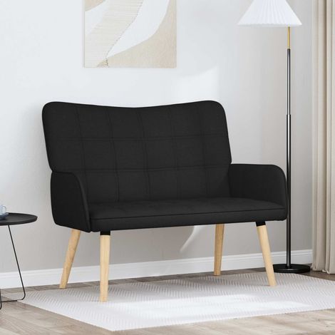 vidaXL Divano a 2 Posti Nero 115 x 61 x 87 cm Tessuto