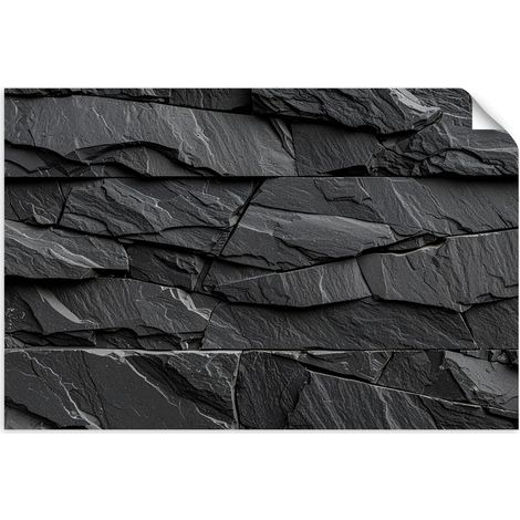 Poster autocollant Pierre noire Structure ardoise 30x20