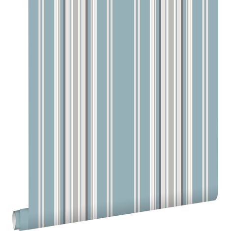 papier peint à rayures vintage bleu et gris - ESTAhome (1/5)