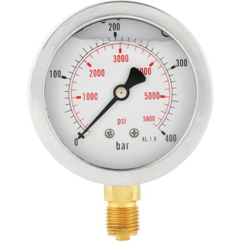 63mm 0-250Bar 03750PSI Analog Gas Pressure Gauge for Oil Dial Instrument Base Air Input G 1/4" (1/5)