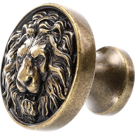 Bouton de Meuble Tête de Lionceau Jaune en Alliage de Zinc Tiroir de Bureau et Armoire, Usage Domestique, Installation Simple, Finition Pratique (1/5)