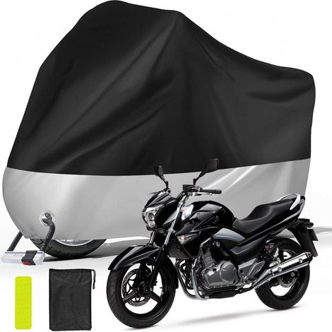 Motorrad Abdeckplane wasserdicht & UV-beständig mit Schlossloch und Reflektoren (1/5)