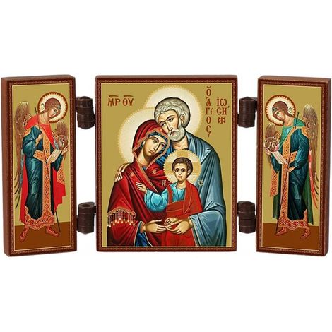 Sainte Famille - icône chrétienne Triptyque - Swiatoe Semejstwo - voyage autel bois 36179 (1/5)