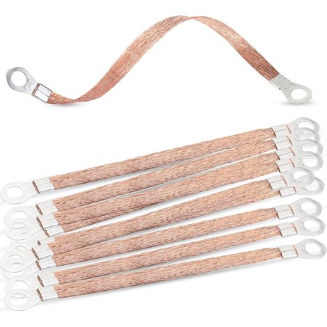 Lot de 10 câbles de Mise à la Terre toronnés en cuivre 300 mm , Sangle de Mise à la Terre de Batterie de Moteur de Voiture pour couloirs de Sol et boîtes de jonction