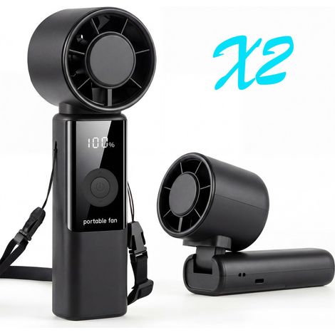 HAUSPROFI Tragbarer Handventilator, Persönlicher Mini ventilator, USB-Ventilator, 4000 mAh Akku bis 20 Std., Laufzeit, LED-Anzeige, 1 to 199 Geschwindigkeitsstufen, für Büro, Outdoor, Schwarz (1/5)