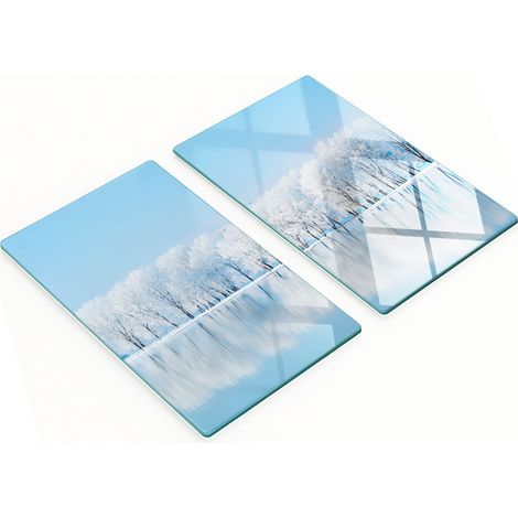 Planches décoratives multifonctionnelles de cuisine en verre trempé, hiver, 2 x 30 x 52 cm (1/5)