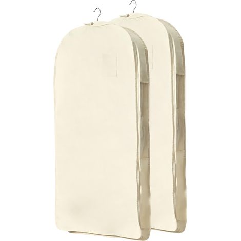 Lot de 2 Housses de Rangement pour Vêtements en 100% Coton – Housses Respirantes avec Protège-Épaules et Anti-Poussière pour Dressing, pour Costumes, Vestes, Manteaux et Robes Longues(Size:60×110cm) (1/5)