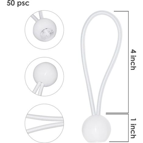Confezione da 50 tenditori elastici bianchi per teloni, gazebo, tende da campeggio, tende da sole, prolunghe per imbracature, 10 cm - ALTRO (1/3)