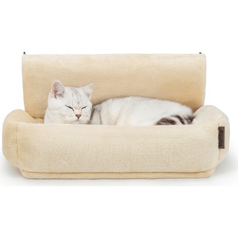 lionto Katzen Heizkörperliege, weiche Kuschelliege mit Metallhaken, waschbarem Bezug & sicherem Halt, beige (1/5)