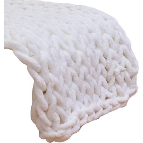 Plaid Chenille - 120 x 150 cm - Pour Canapé Lit Intérieur - Tricot Main