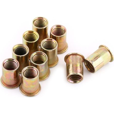 M3-M12 série tête plate grain vertical rivet écrou couleur acier au carbone zingué(M12x20pcs) (1/5)