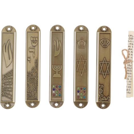 5pcs Mezouza MéTal BéNéDiction DéCoration De Porte Religieuse Plaque Vintage - Cadeau Unique Et Symbolique, 9Cm (1/4)