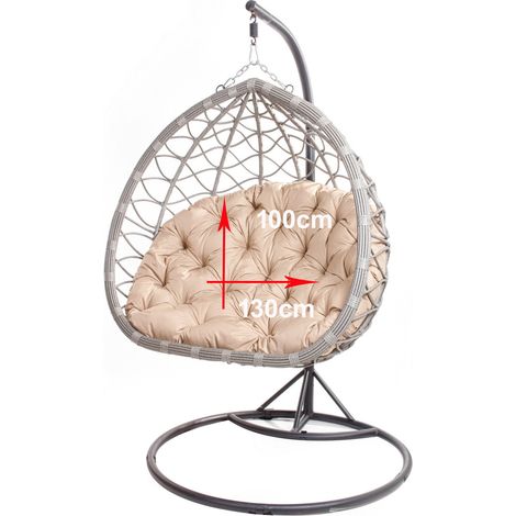 Coussins pour fauteuil berçant de jardin 130 x 100cm Coussin Fauteuil Suspendu Coussin fauteuil suspendu hamac Beige (1/2)