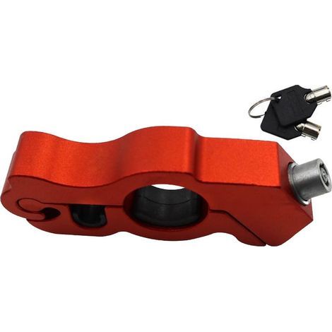 Antivols de guidon en alliage d'aluminium, adaptés aux motos, scooters, motos à quatre roues, cyclomoteurs, motos tout-terrain, etc., rouges. (1/5)