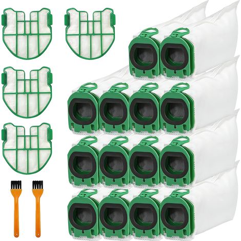 14 Sac Aspirateur, 4 Filtre Moteur, 2 Brosse Nettoyage, Compatible Vorwerk VB100 FP100 (1/5)