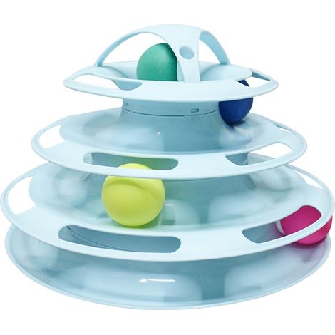 (Bleu) Jouet pour chat 2 en 1, labyrinthe à 4 niveaux, balle de jeu pour chaton, jouet interactif pour chat (1/5)