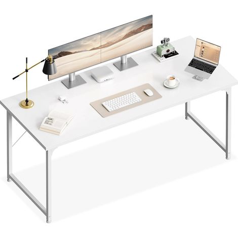 Großer Computertisch 160 x 55 cm Weiß mit großer Arbeitsfläche Coleshome (1/5)