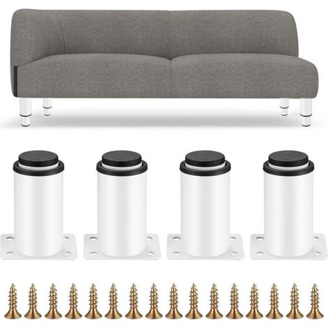 4 Pièces Pieds de Meubles Réglables, Pieds de Table en Métal Blanc, Pieds Réglables en Hauteur 0-40 mm, Pieds de pour Meuble Cuisine, Armoires, Lit, Table Pieds (1/4)