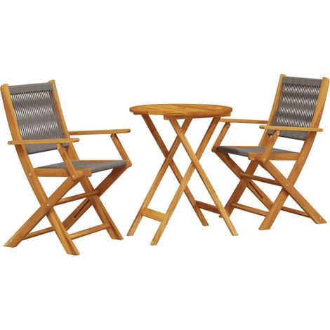 Maison Exclusive - Set da Bistrot 3pz Grigio in Polipropilene e Legno Massello