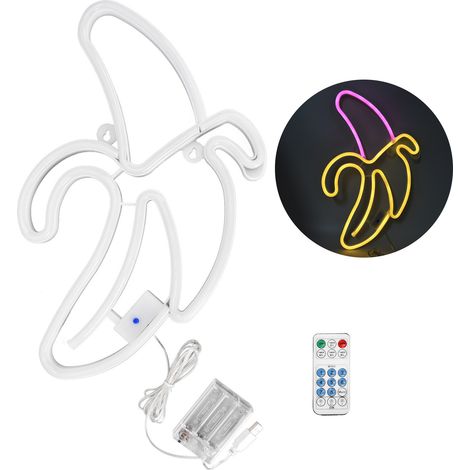 Lampe Néon LED Multicolore Banane Décoration Murale pour Restaurant Familial Vacances Tête Rose, Peau Chaude (1/5)