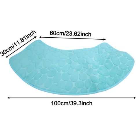 Tapis de douche incurvé, antidérapant, lavable, absorbant, pour douche d'angle, baignoire ou buanderie, 30 x 60 x 100 cm (bleu) (1/4)
