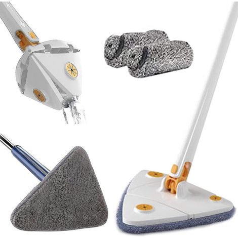 Balai de nettoyage rotatif à 360° réglable, manche long, balai triangulaire, balai essoreur réutilisable, manche en acier inoxydable (1/5)