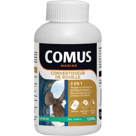 Comus – Convertisseur de rouille 125ml – Solution acide minérale pour métaux ferreux – Neutralise la corrosion – Rendement 10 à 15m²/L