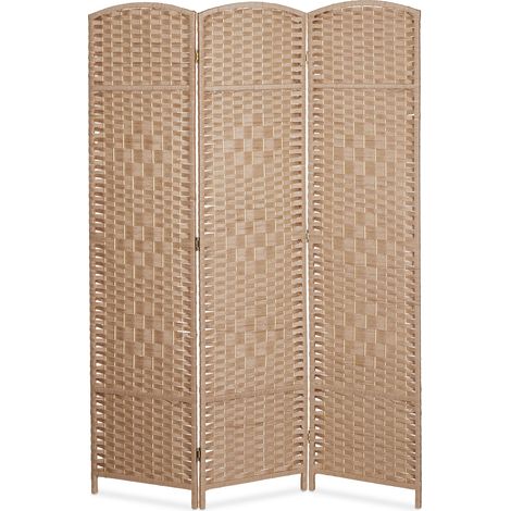 Paravento mobile pieghevole a 3 pannelli divisorio soggiorno camera da letto 150 x 180 cm in legno naturale 130011439
