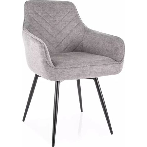 Chaise grise en tissu pivotante et à retour automatique avec pieds métal noir SOLIFE (1/5)