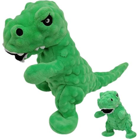 Robustes, quietschendes Dinosaurier-Hundespielzeug – ideal für kleine Hunde, Welpentraining und kaubeständiges Spiel. (1/5)