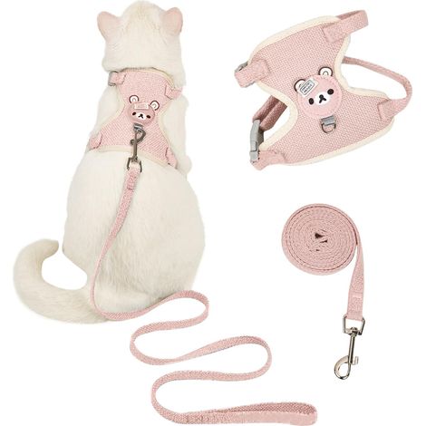 Harnais et laisse ajustable pour chat et petit chien, motif ours, taille M (1/5)