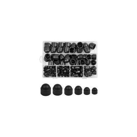 (145 articles) Écrous à capuchon de boulon, protecteur d'écrou hexagonal, capuchons de boulon en plastique, écrous de boulon à dôme noir avec boîte de rangement
