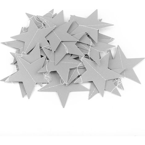 Guirlande de fanions en papier pentagramme étoile, décoration à suspendre (argenté) (1/3)