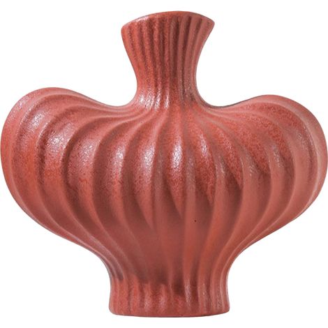 Vase décoratif TP556-2 Céramique rouge style français chic décoration salon fleurs séchées rétro (1/5)