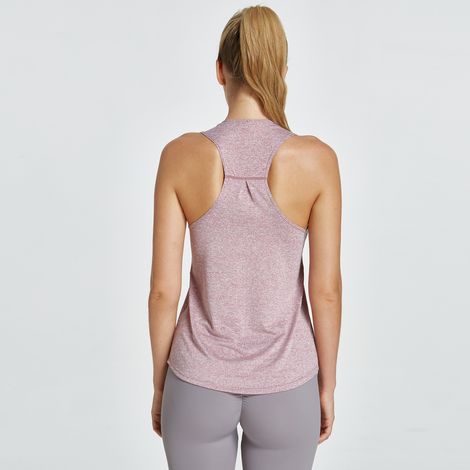 Débardeur d'entraînement femme, vêtement de sport respirant à séchage rapide, col rond, couleur unie, coupe athlétique (1/4)