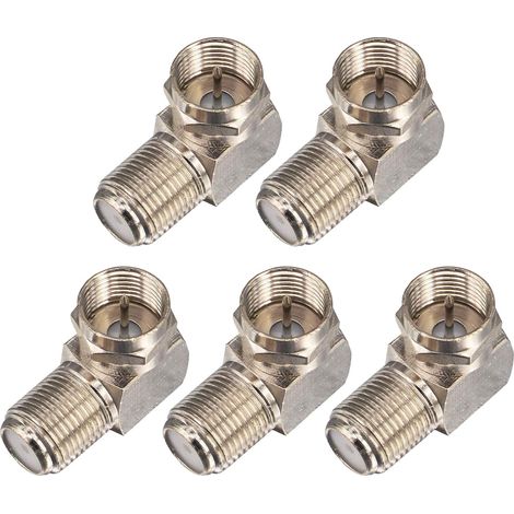 5Pcs Adaptateurs Coudés à 90°, Raccord Câble Sat 7mm, Connecteurs F Plaqués Or pour Câbles Coaxiaux, Idéal pour Espaces Réduits, Convertissez en Connecteur à Angle Droit. (1/5)
