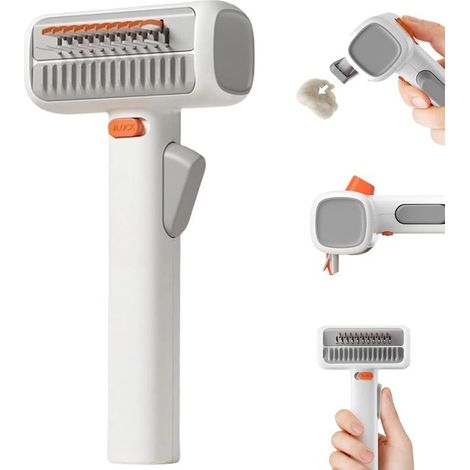 Pettine per animali domestici, pettine 2 in 1, pettine autopulente per cani e gatti a pelo lungo e corto, denti in acciaio inossidabile, rimuove facilmente i nodi. (1/5)