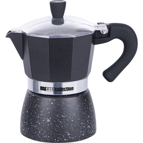 Caffettiera Alluminio Pressofuso 3 Tazze Moka con Manico Soft Touch Colore Nero (1/3)