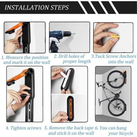 Support Mural pour Vélo, Porte Vélo Pliable pour Cadre de Roue de Stationnement, VTT, Vélo de Route (1/4)